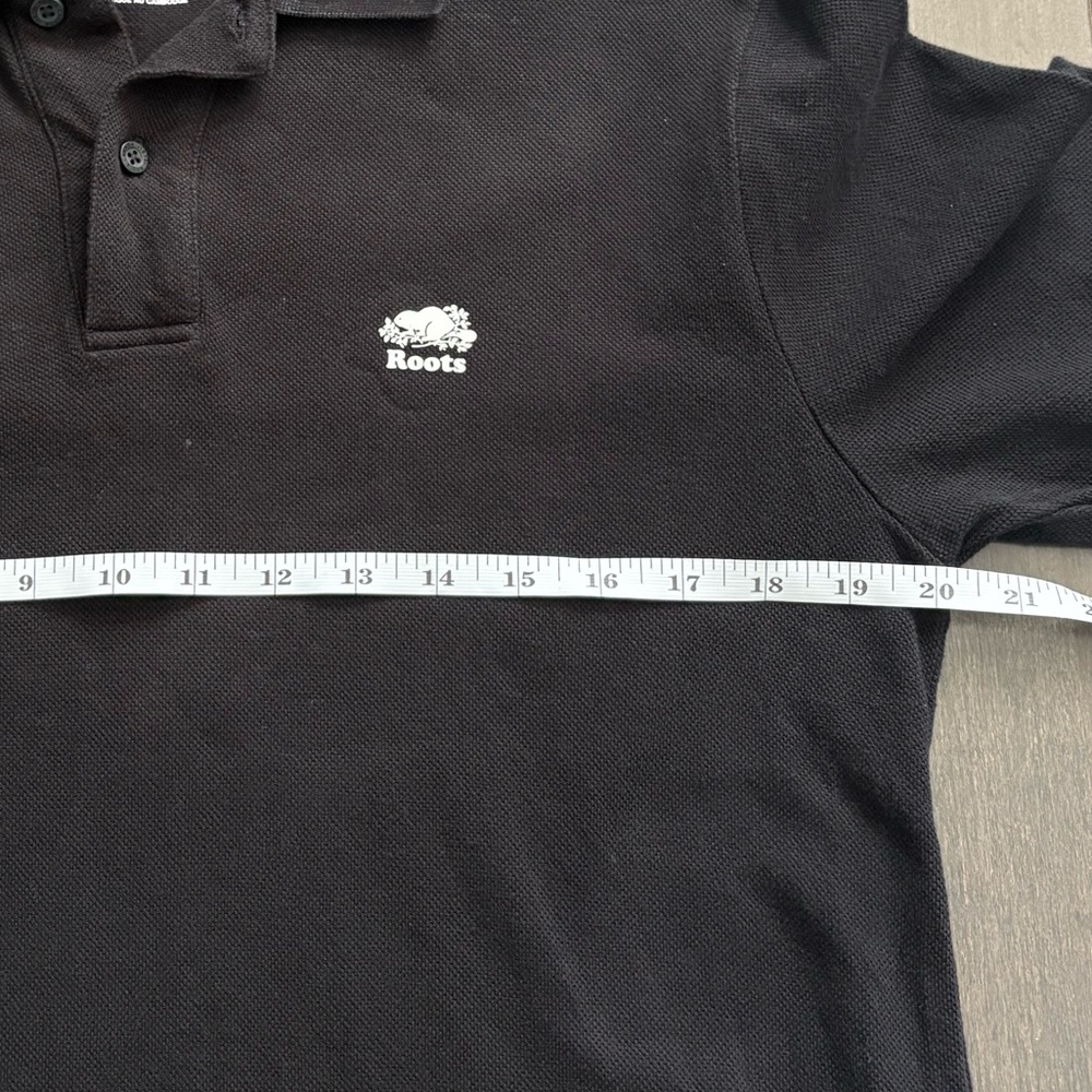 Roots Mens Black Polo Short Sleeve Shirt Size S 100% Cotton Business Casual - Picture 9 of 10